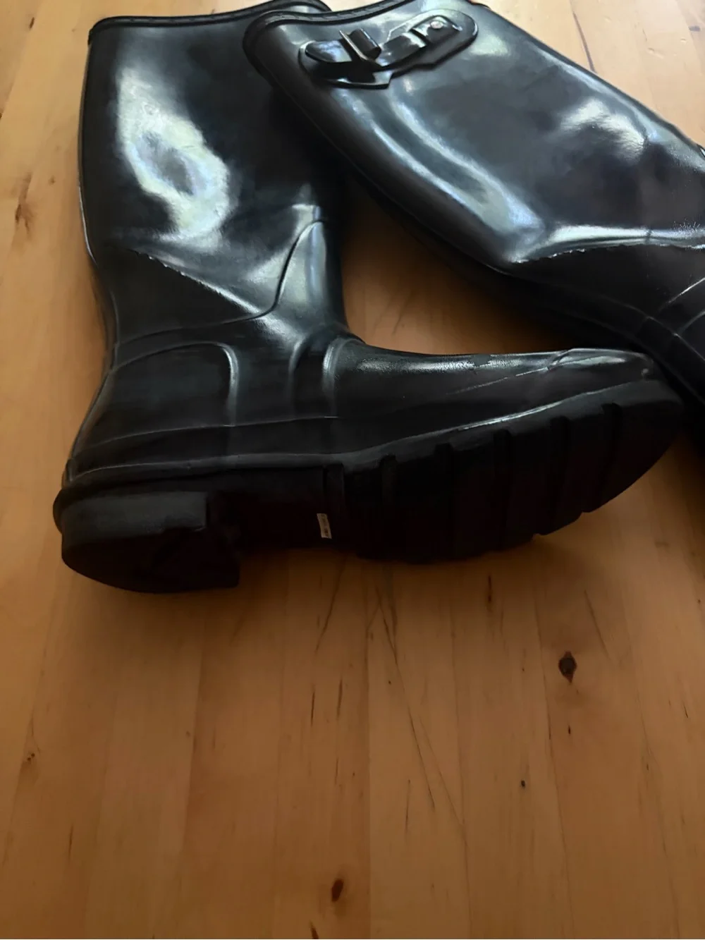 Hunter Gloss Black Knee-High Rain Boots with Logo